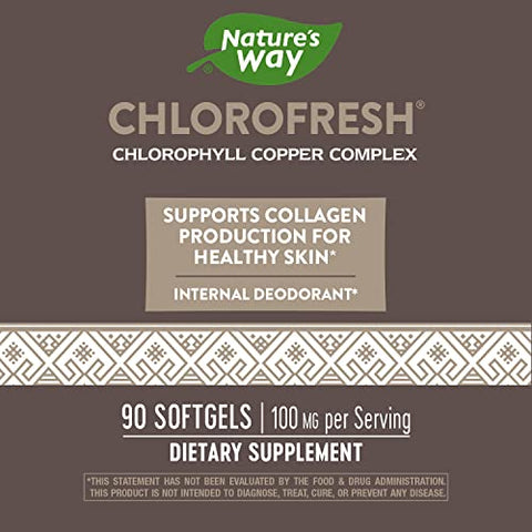 Nature's Way Chlorofresh Liquid Chlorophyll Concentrate - Internal Deodorant & Detox Support - 90 Softgels