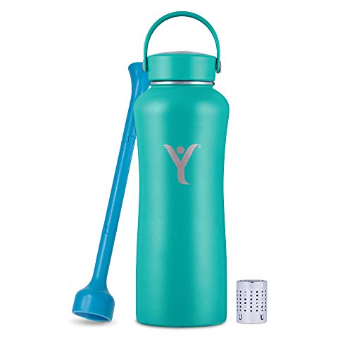 Aqua teal alkaline water bottle with wide mouth cap