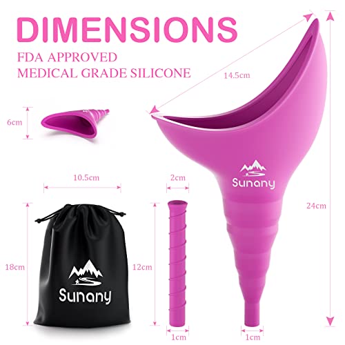 Sunany Reusable Female Urinal - Portable Women's Pee Funnel for Campin