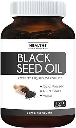 Black Seed Oil. Softgel Capsules Skin Health. Premium Cold-Pressed Nigella Sativa Producing Pure Black Cumin Seed Oil with Vitamin E. 120 Capsules.