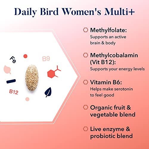 multivitamin for Women with Probiotics, Methylfolate, Natural Whole Food Organic Blend, Once Daily Vitamins, Gluten Free
