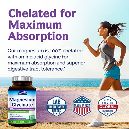 Magnesium Glycinate Capsules. Chelated for Maximum Absorption for Muscle, Joint, and Heart Health.