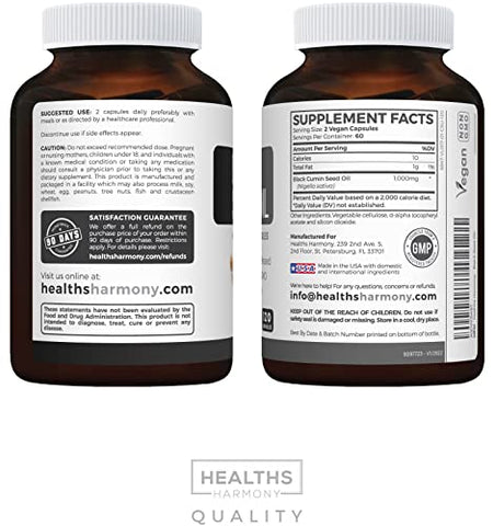 Black Seed Oil. Softgel Capsules Skin Health. Premium Cold-Pressed Nigella Sativa Producing Pure Black Cumin Seed Oil with Vitamin E. 120 Capsules.