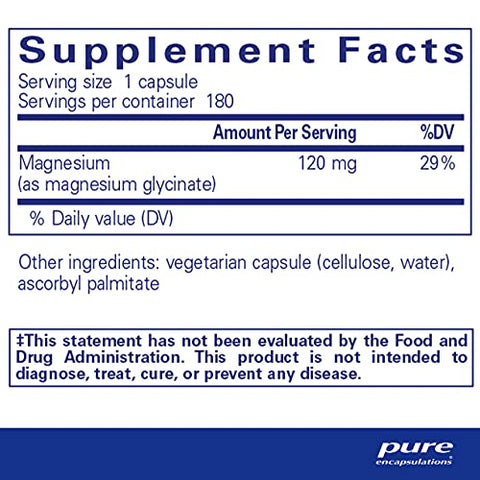 Pure Encapsulations Magnesium (Glycinate) Supplement - Support Stress Relief, Sleep, Heart Health
